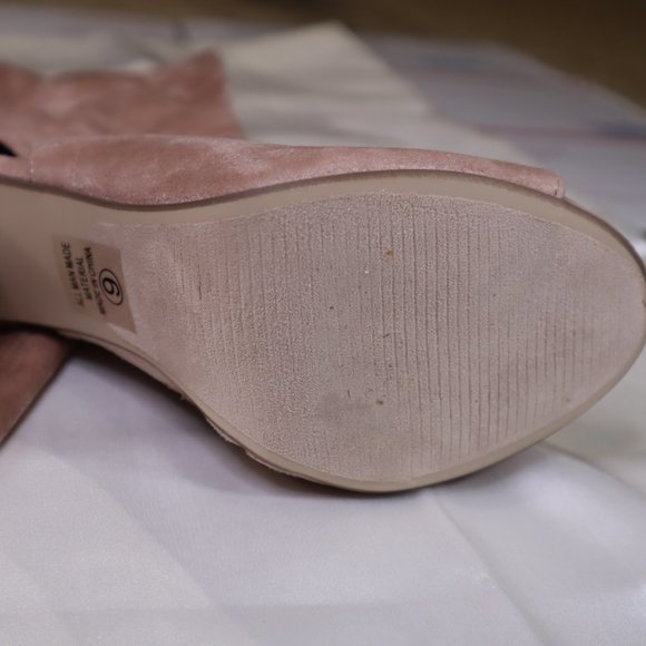 Peep Toe Over the Knee Suede Pink Boots Size 6 - Picture 4 of 16